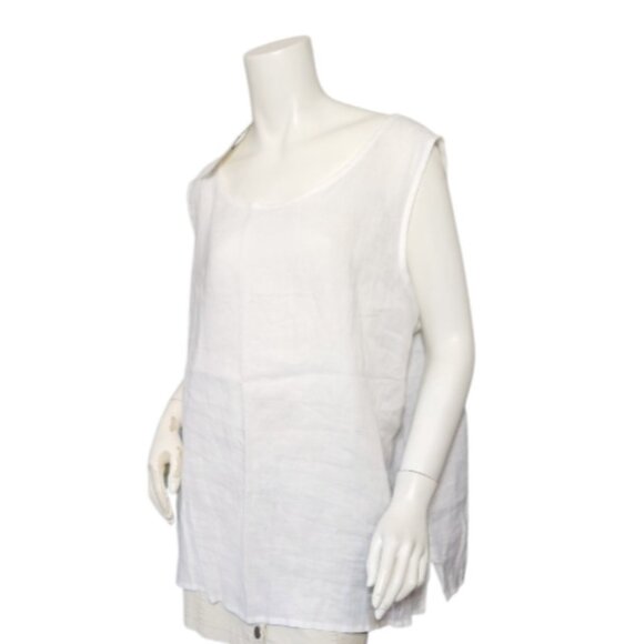 Eileen Fisher Irish Handkerchief Linen Sleeveless White Tank Top - Picture 3 of 16